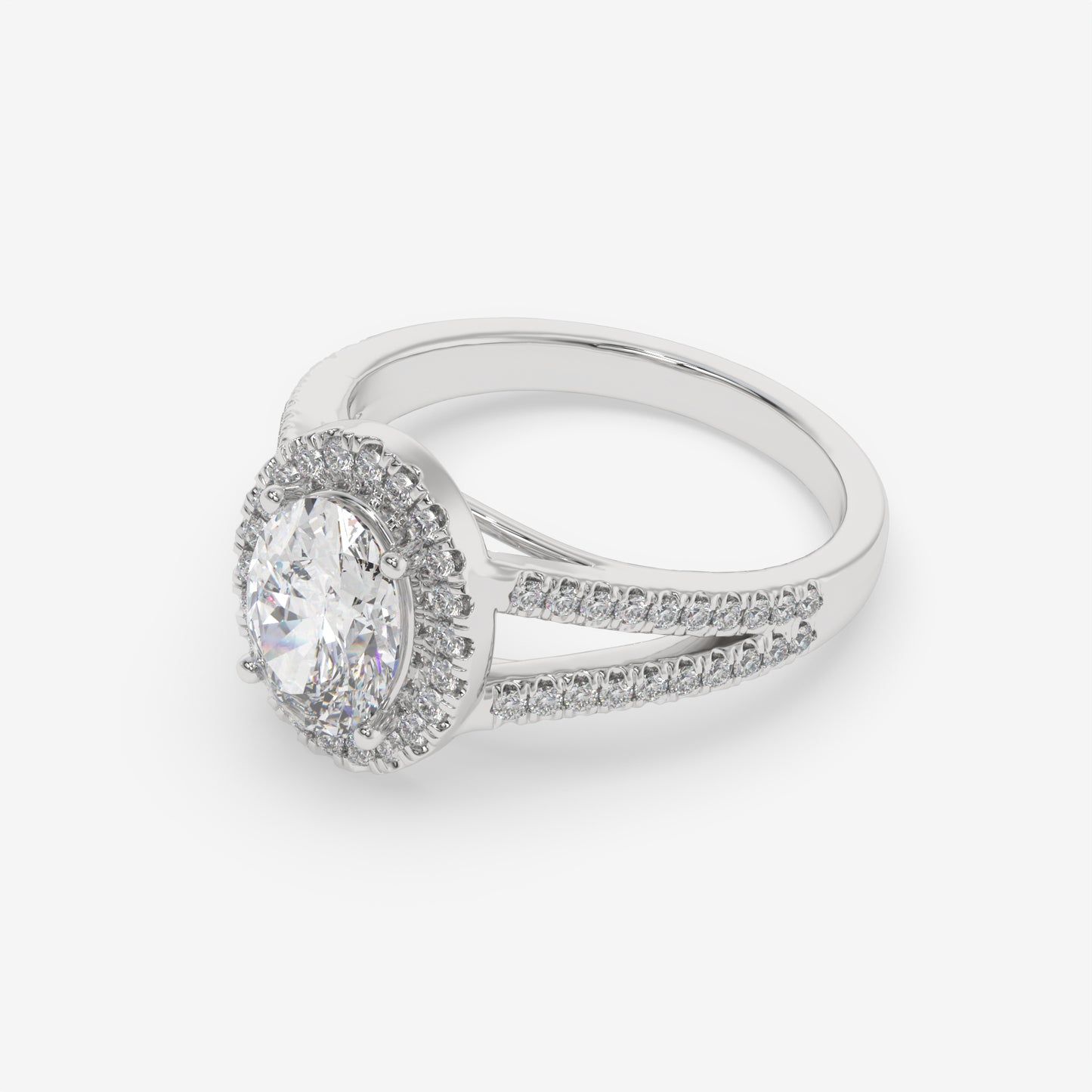 Double Band Halo Oval Ring