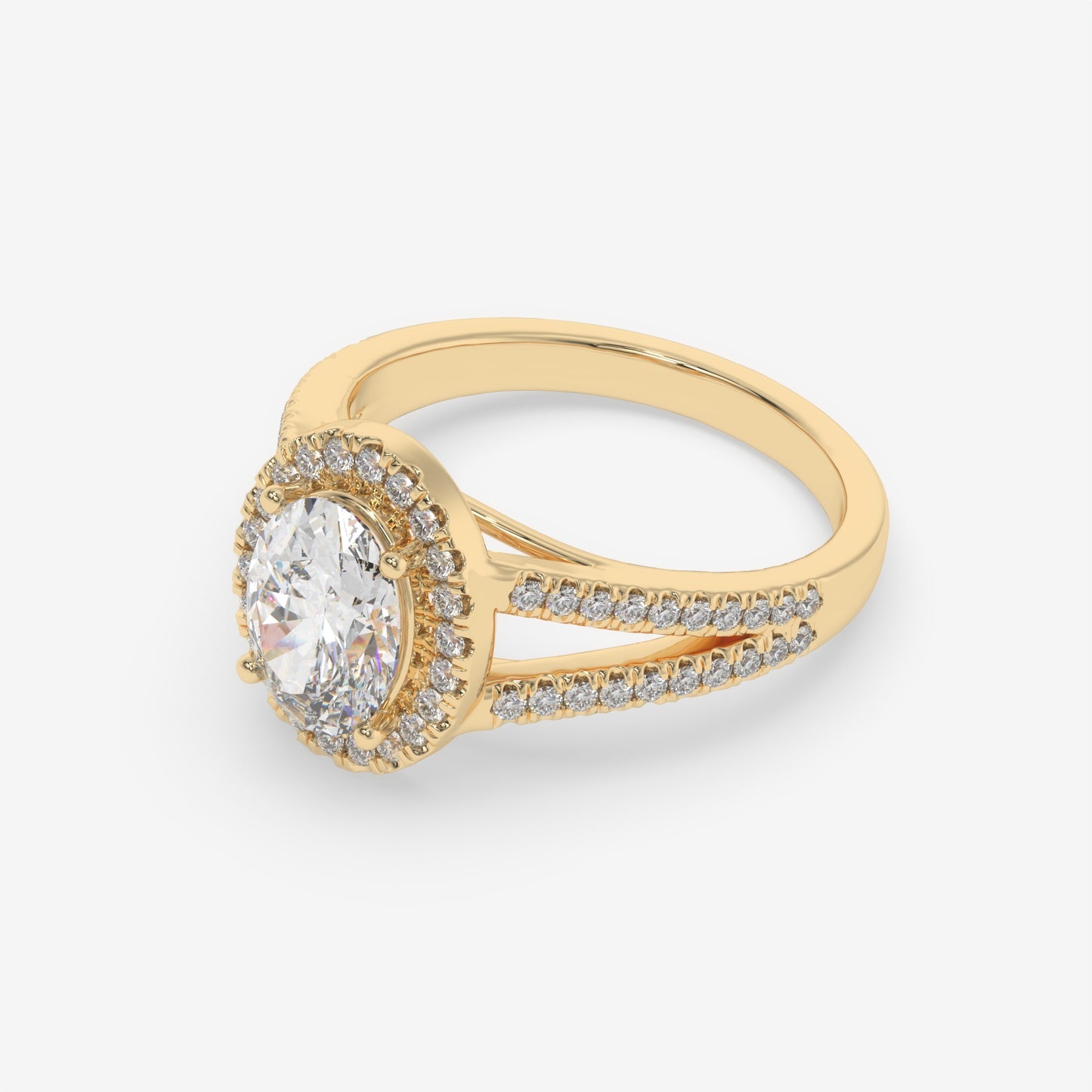Double Band Halo Oval Ring