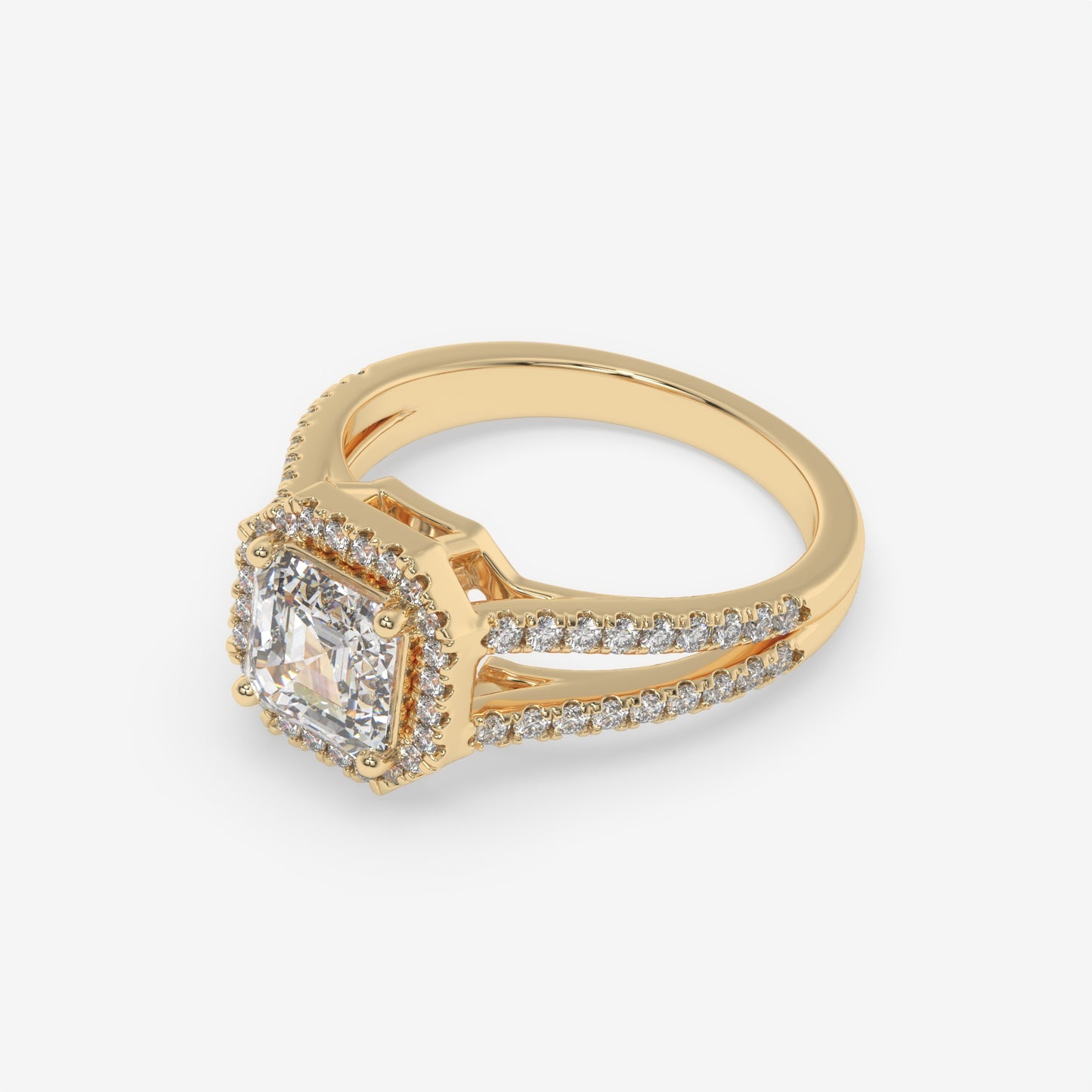 Asscher Halo Split Shank Ring