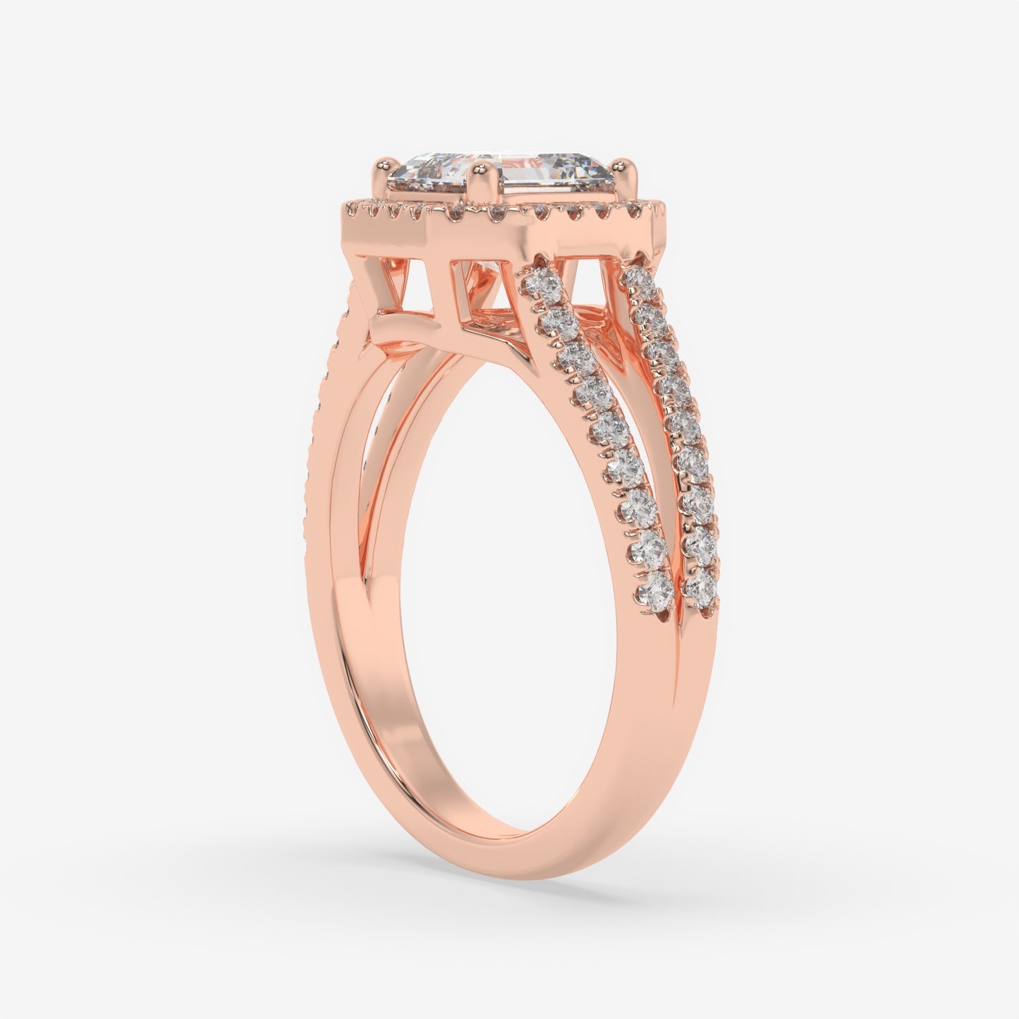Asscher Halo Split Shank Ring
