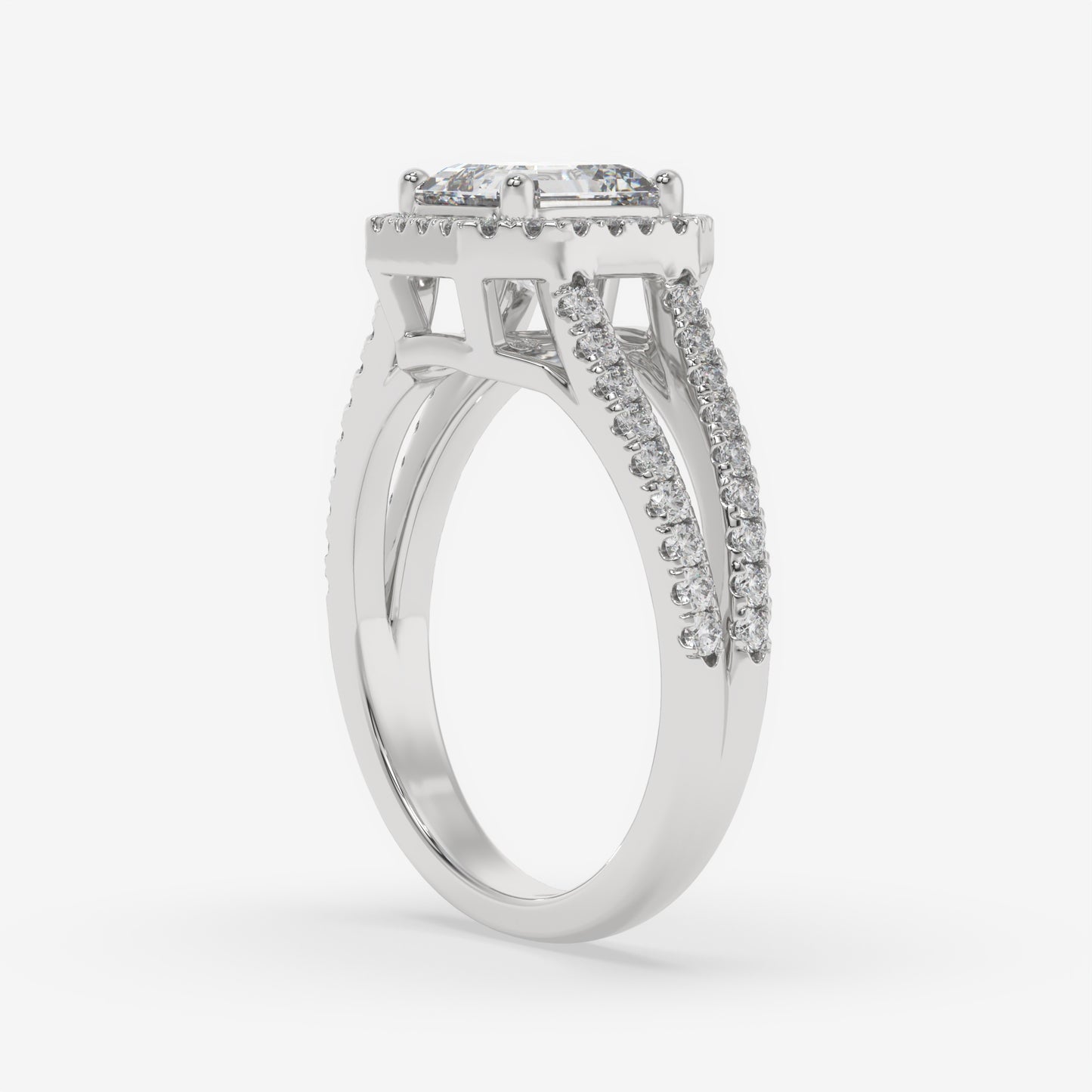 Asscher Halo Split Shank Ring