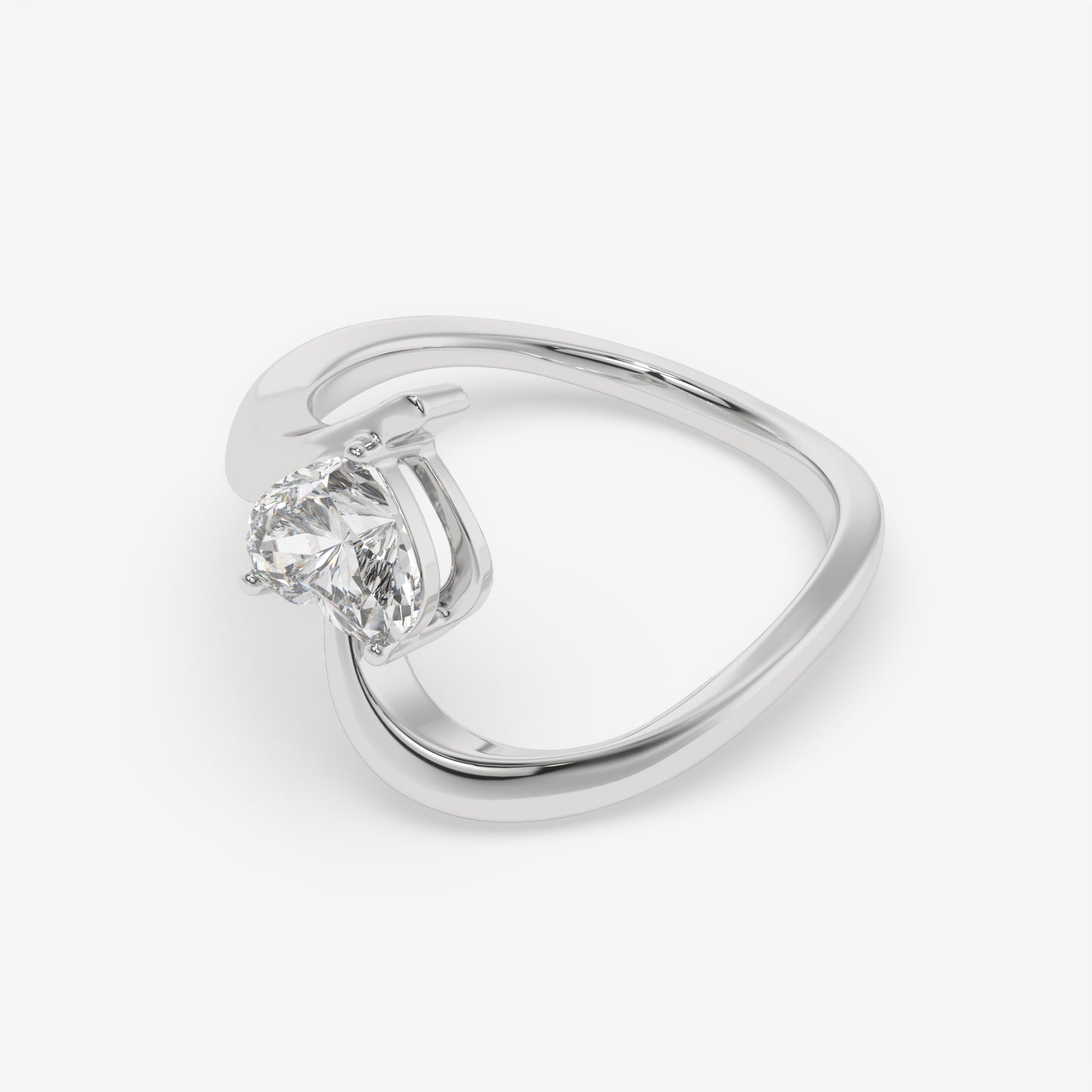 Curved Embrace Heart Ring