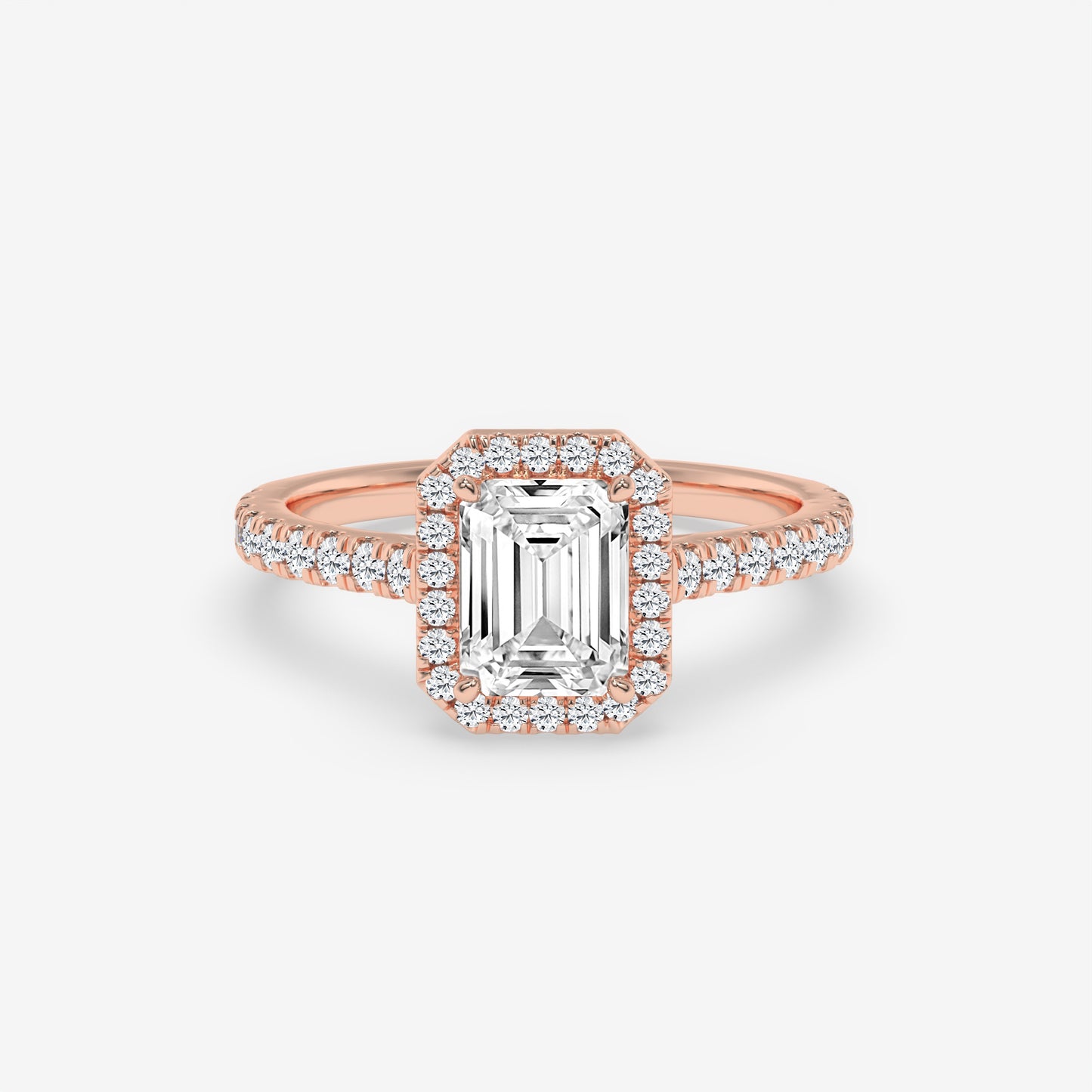 Emerald Cut Halo Engagement Ring
