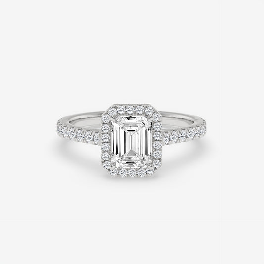 Emerald Cut Halo Engagement Ring
