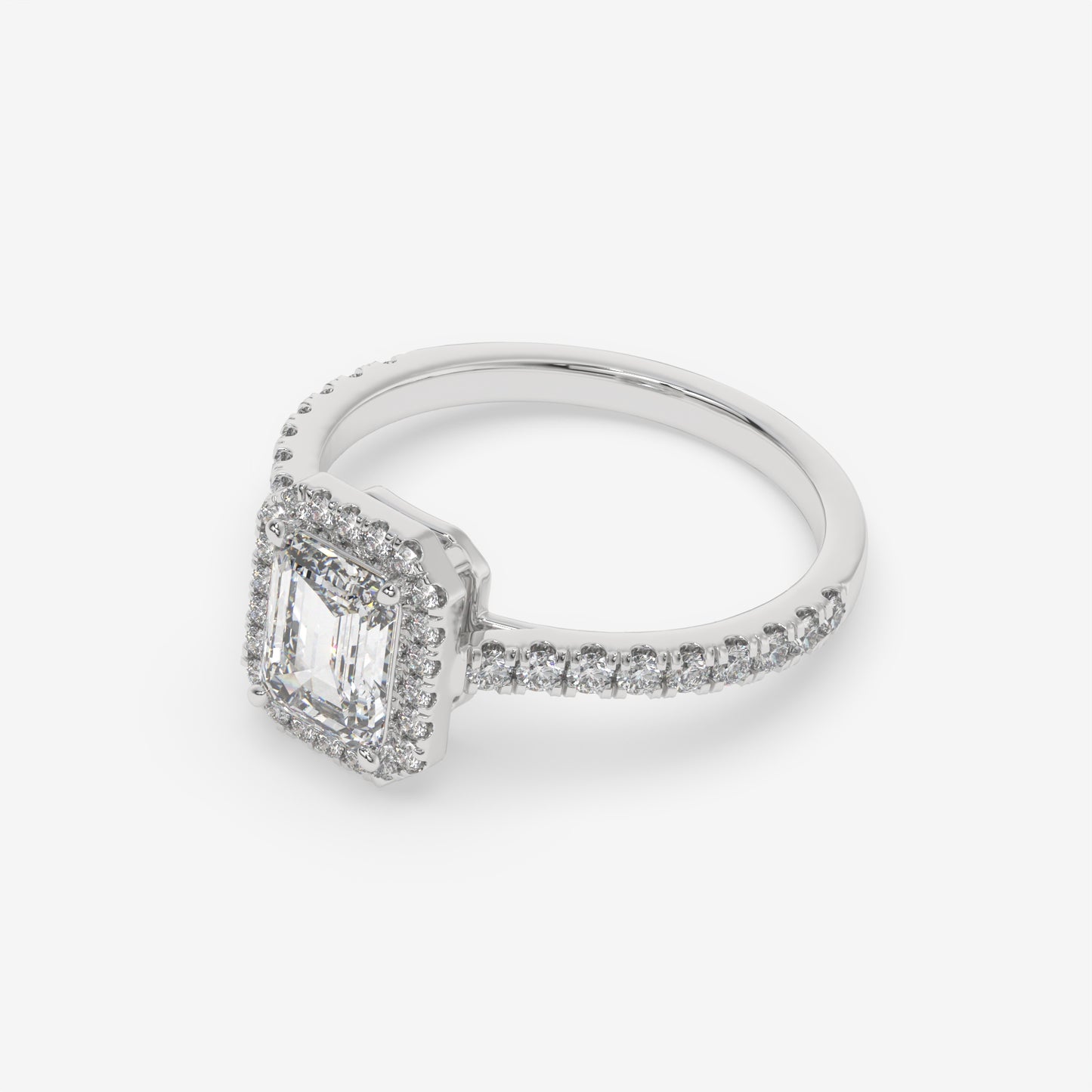 Emerald Cut Halo Engagement Ring