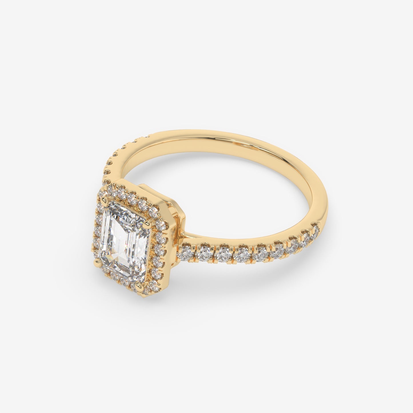 Emerald Cut Halo Engagement Ring