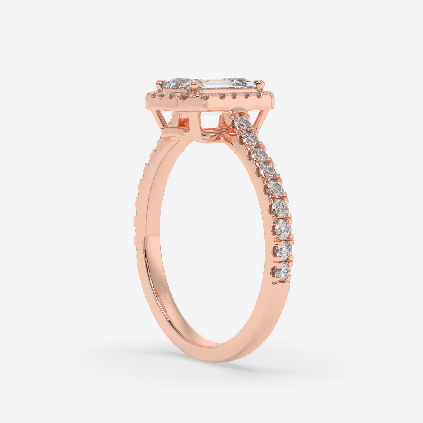 Emerald Cut Halo Engagement Ring