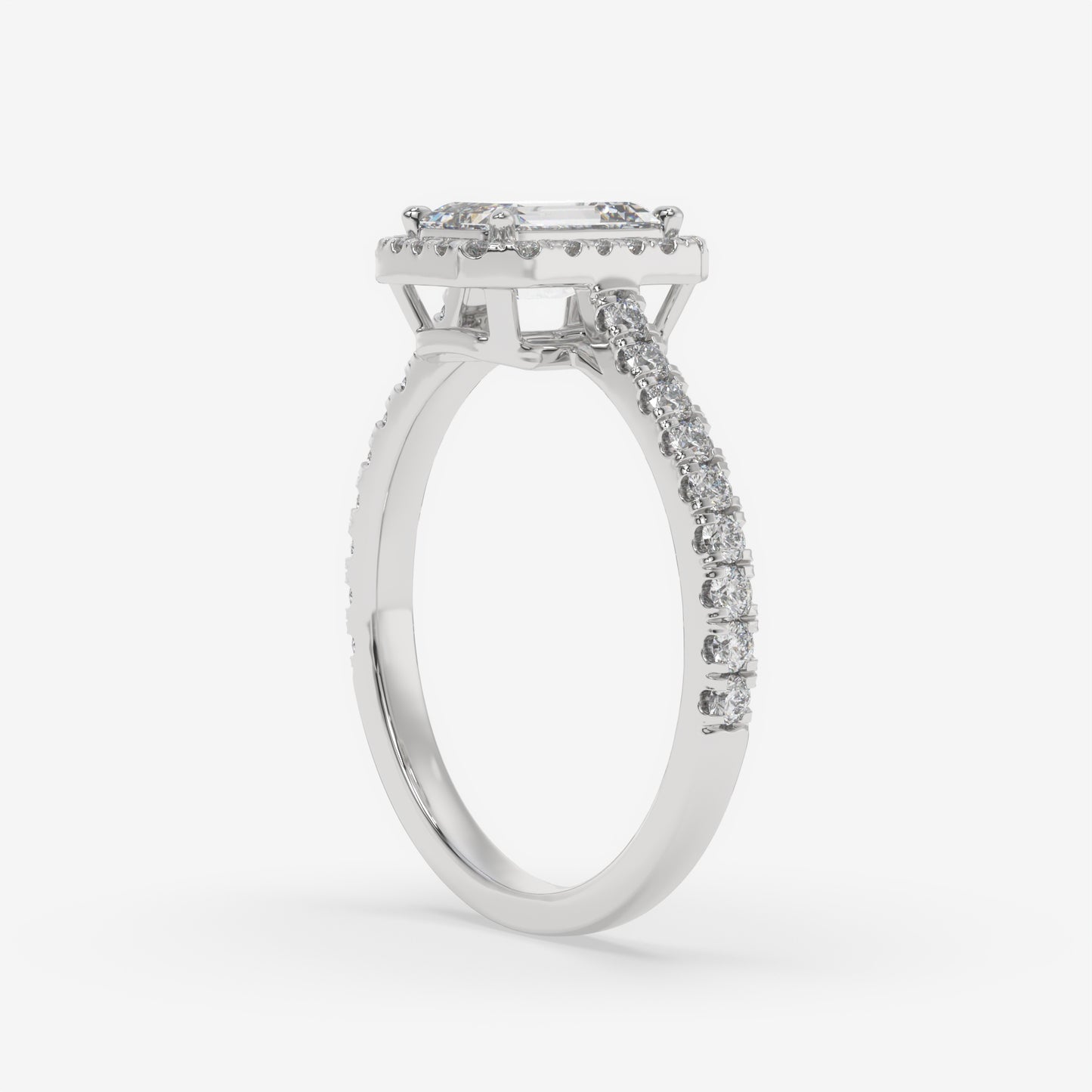 Emerald Cut Halo Engagement Ring