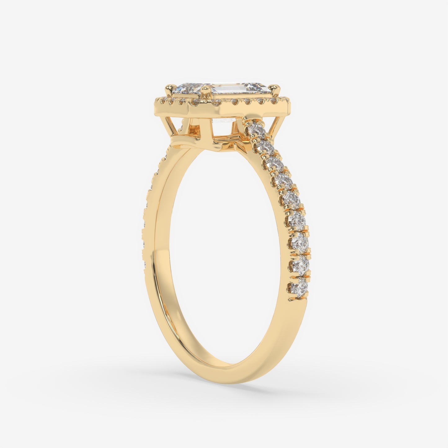 Emerald Cut Halo Engagement Ring