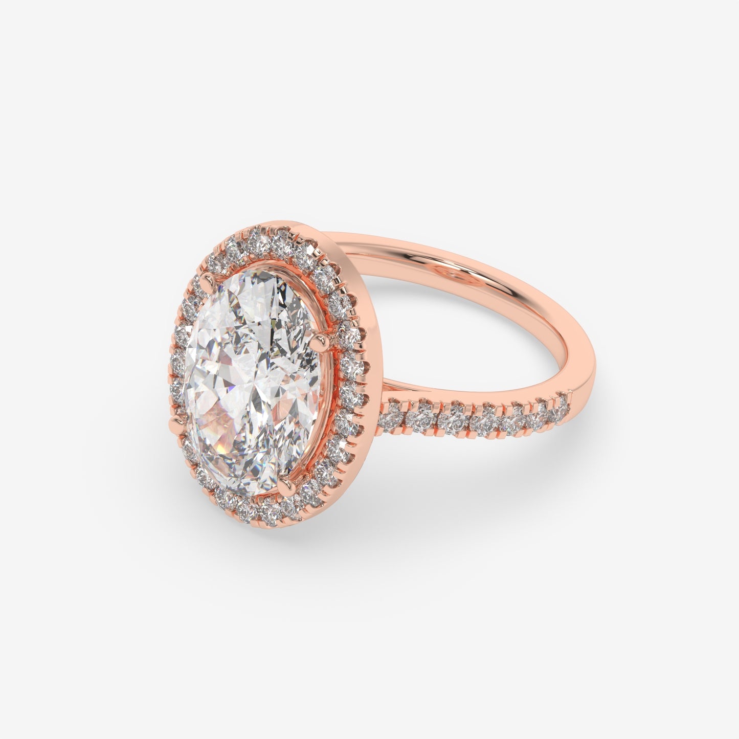 Oval Halo Twist Band Ring