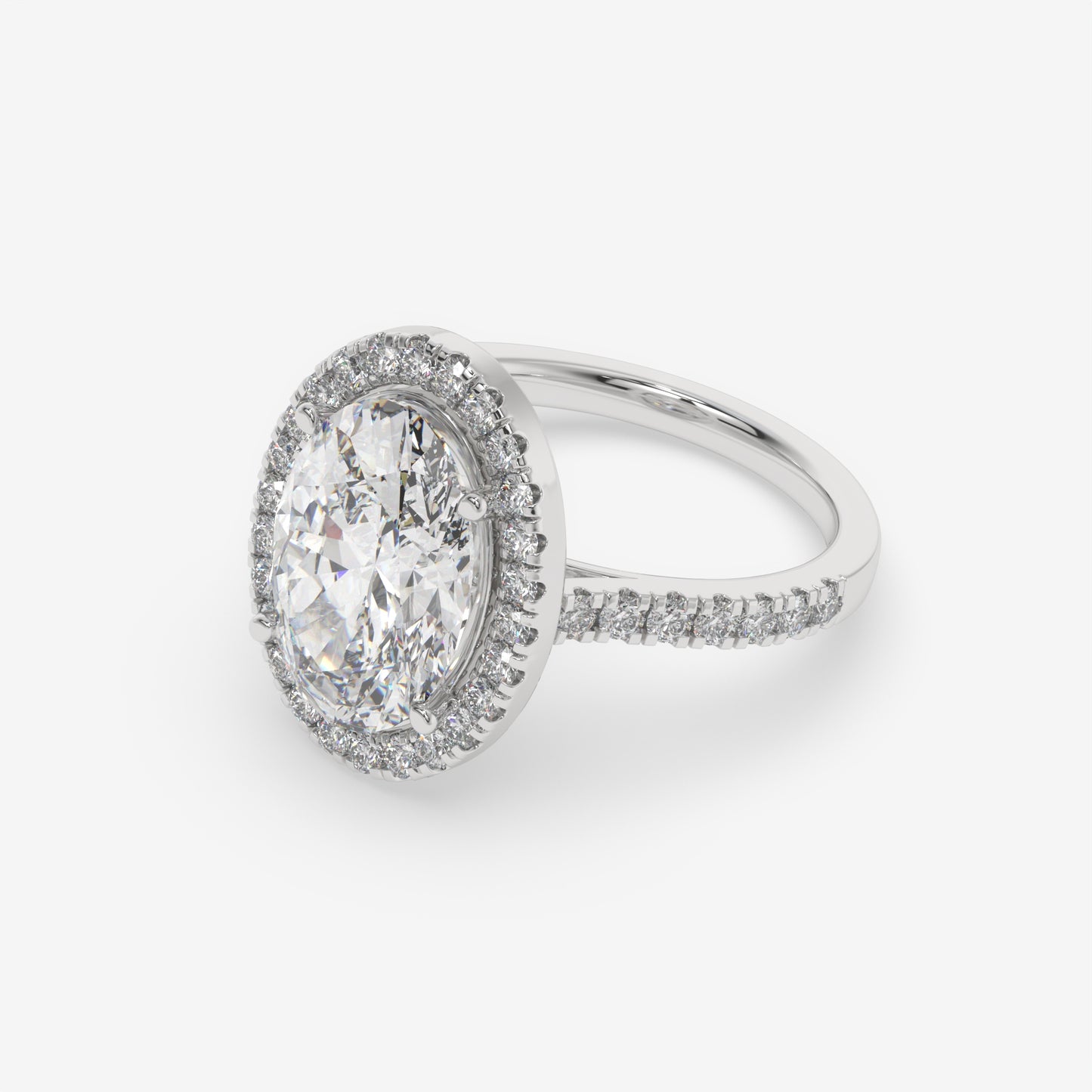 Oval Halo Twist Band Ring