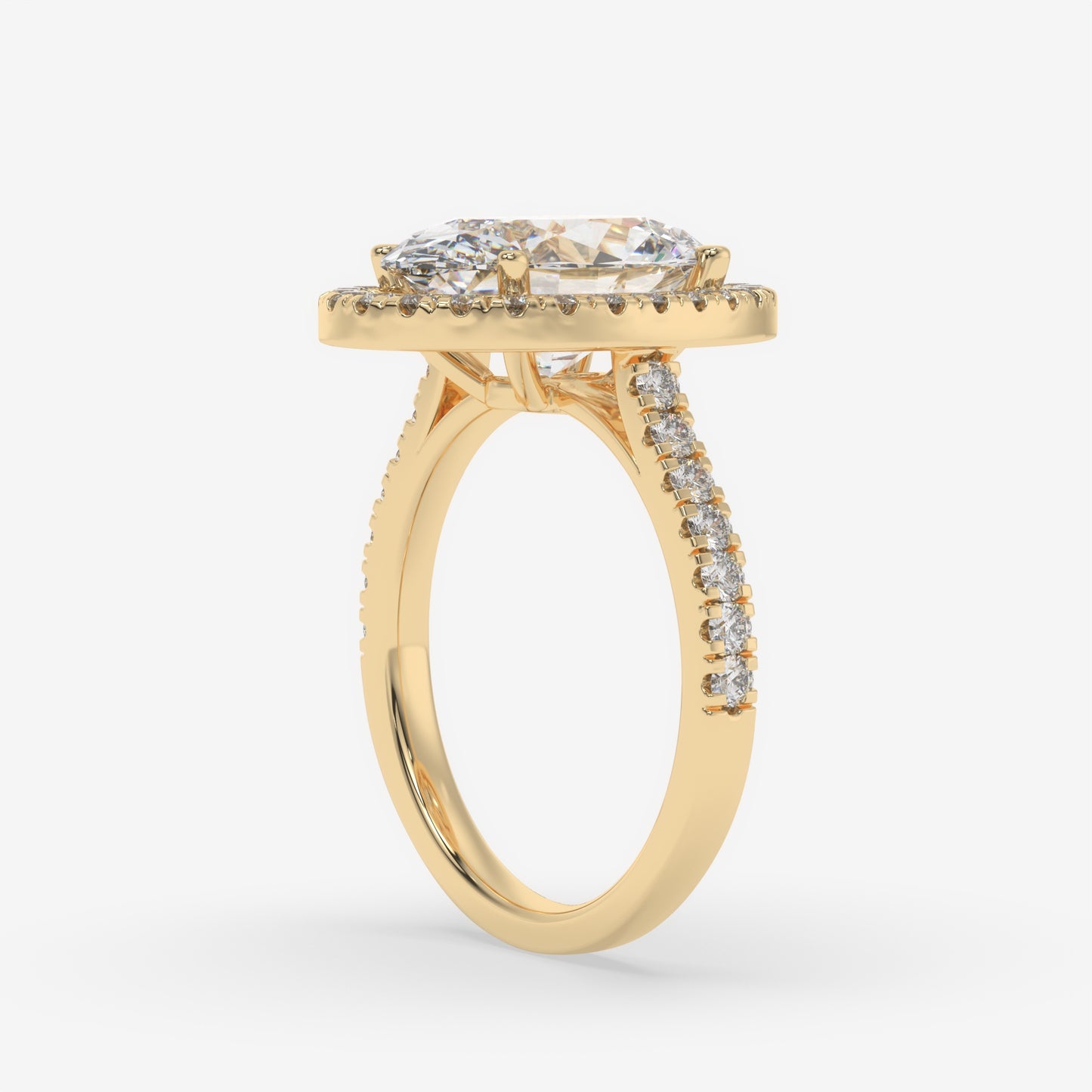 Oval Halo Twist Band Ring