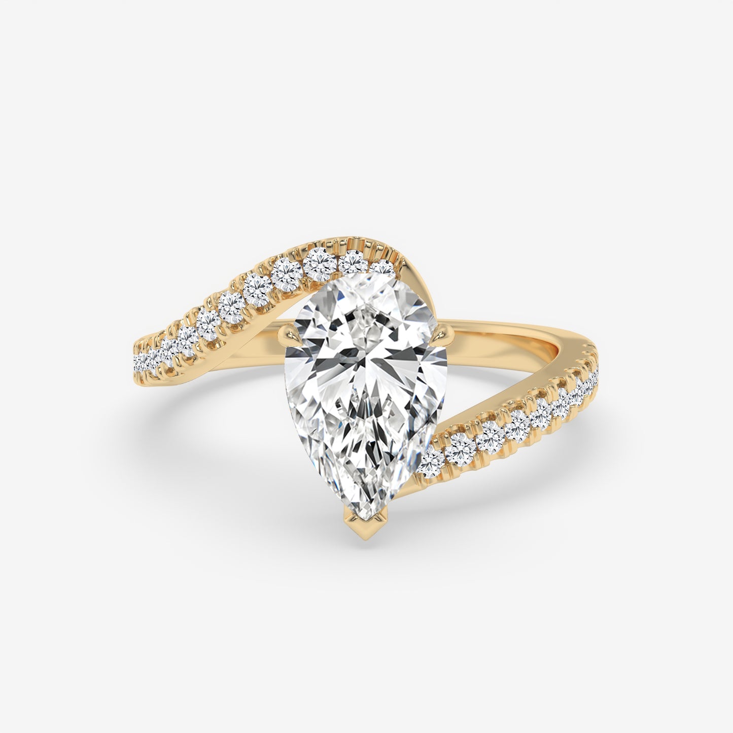 Pear Diamond Twist Band Ring