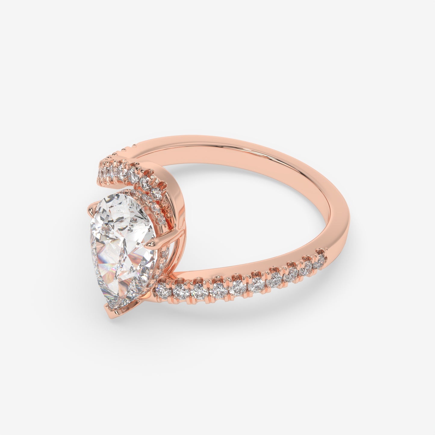 Pear Diamond Twist Band Ring