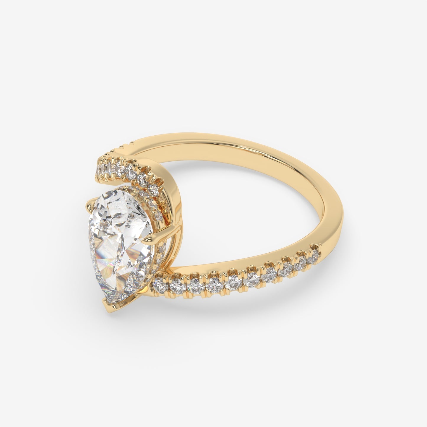 Pear Diamond Twist Band Ring