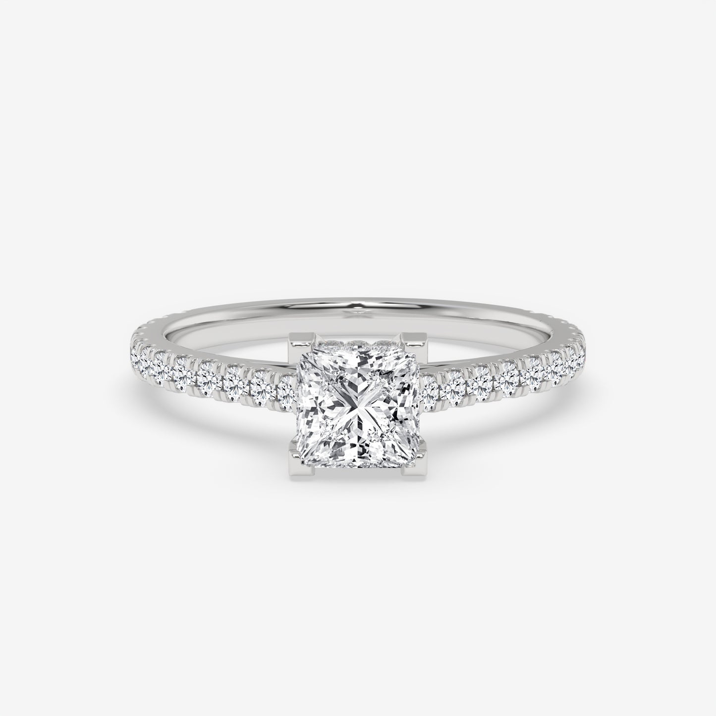 Princess Cut Pavé Diamond Ring