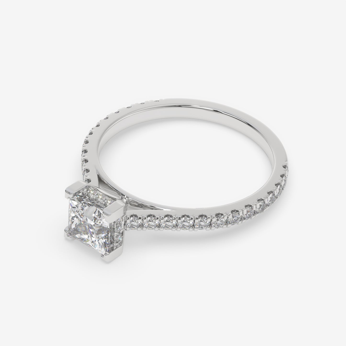 Princess Cut Pavé Diamond Ring