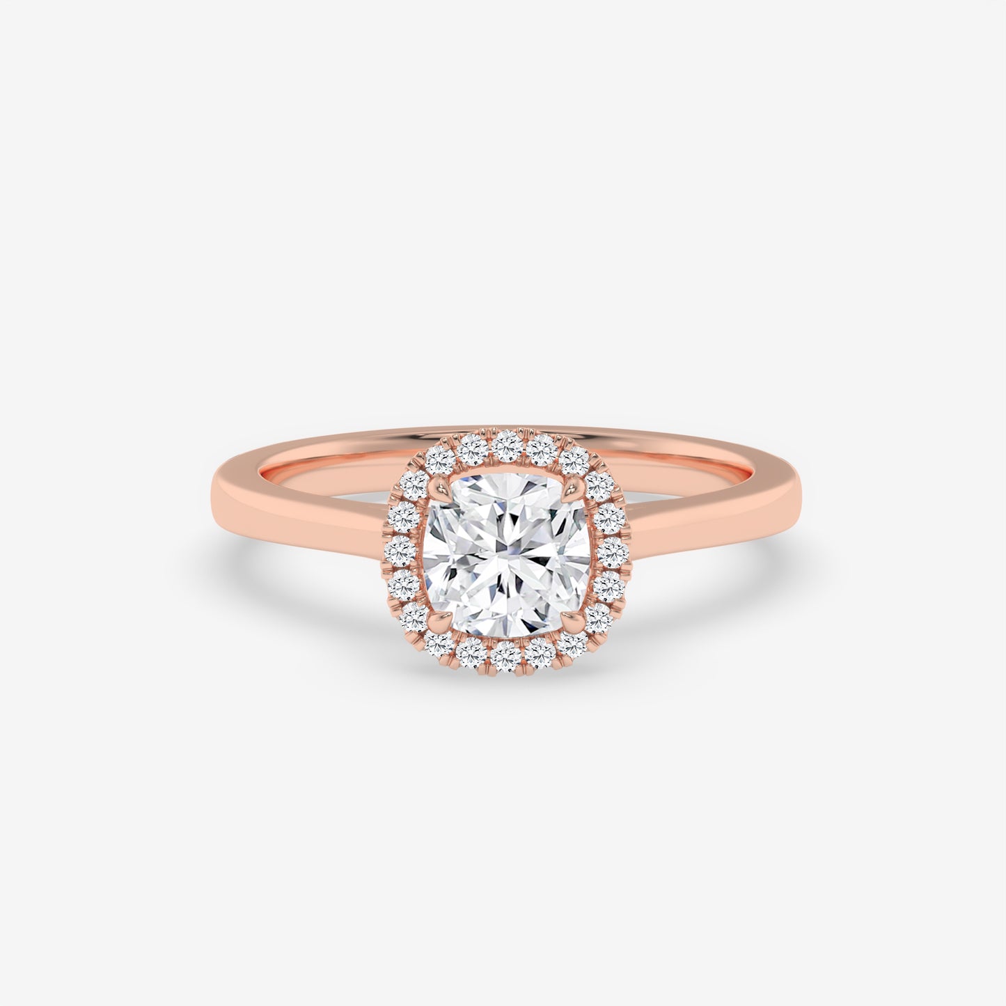 Cushion Cut Halo Solitaire Ring