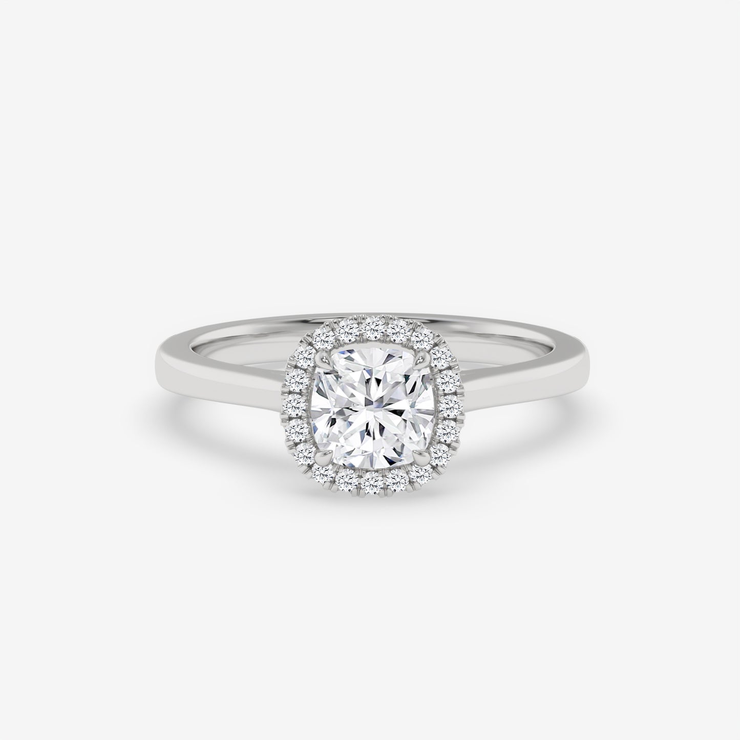 Cushion Cut Halo Solitaire Ring