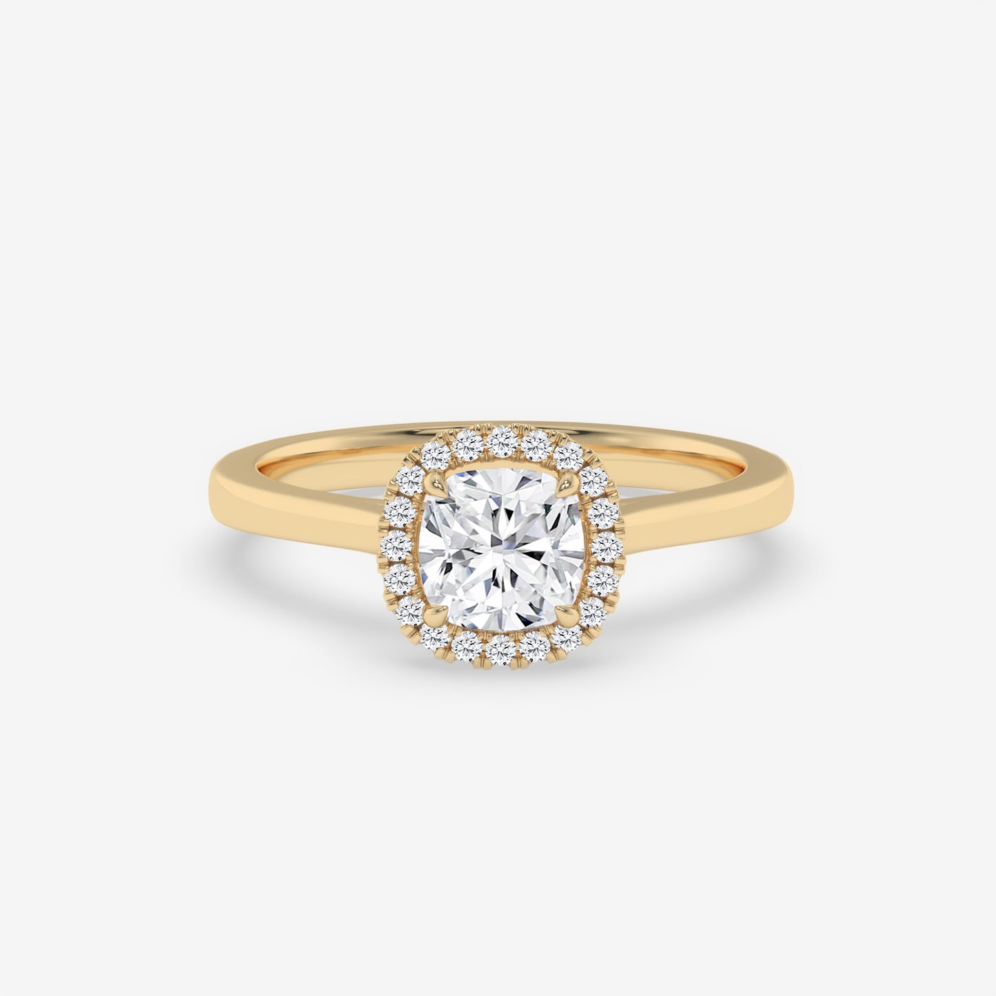 Cushion Cut Halo Solitaire Ring