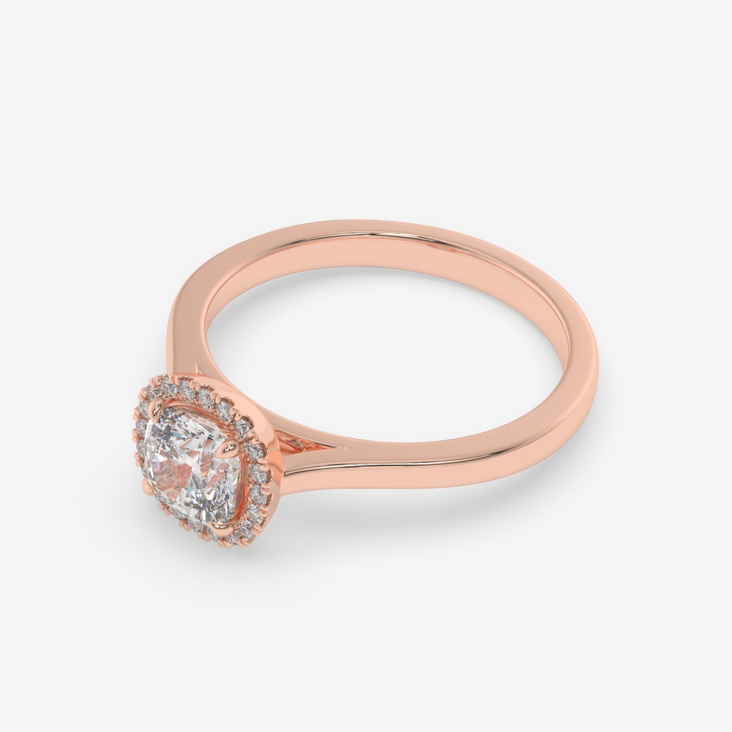 Cushion Cut Halo Solitaire Ring