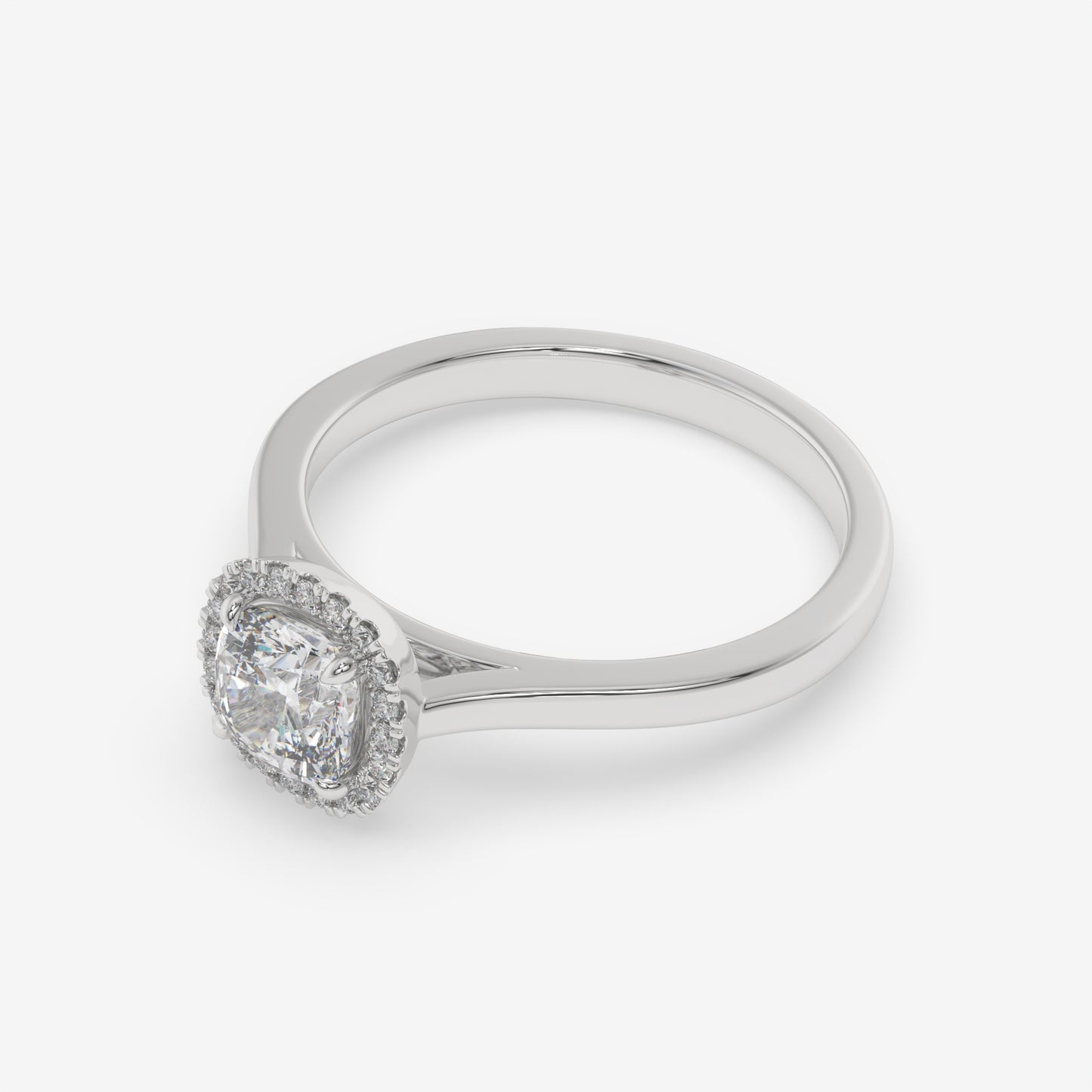 Cushion Cut Halo Solitaire Ring