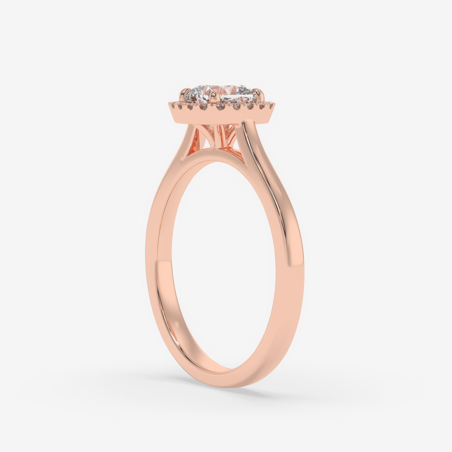 Cushion Cut Halo Solitaire Ring