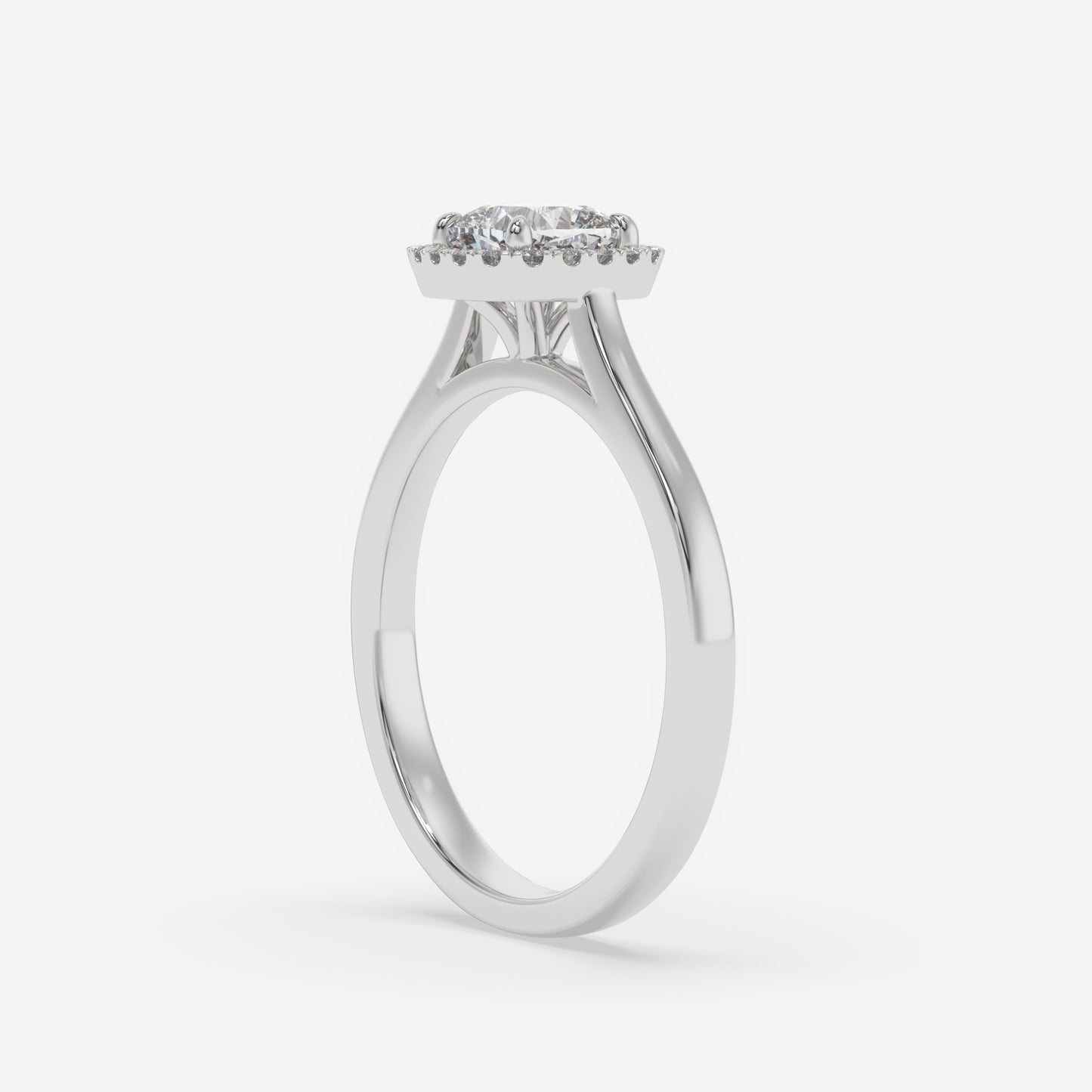 Cushion Cut Halo Solitaire Ring