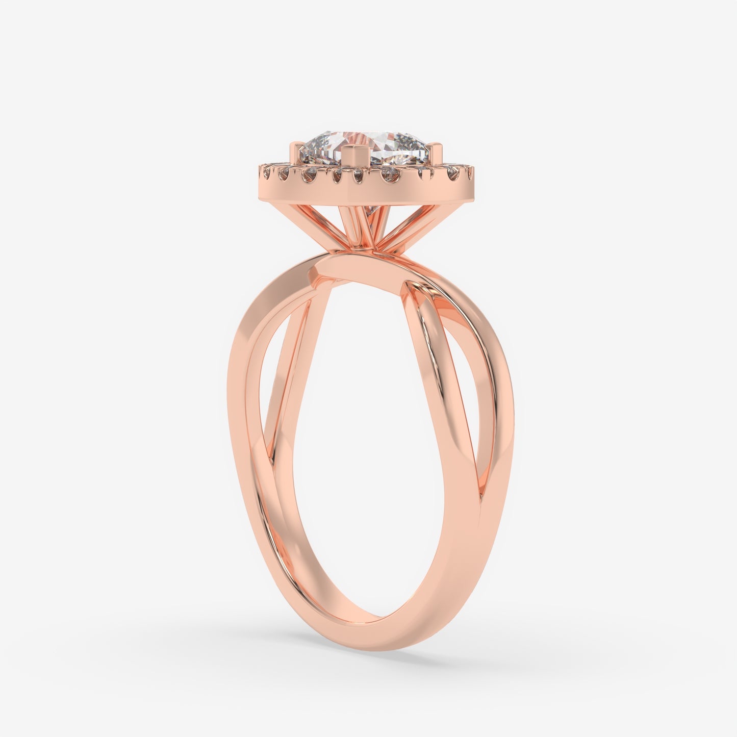 Cushion Cut Halo Diamond Ring with Split Shank