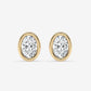 Oval Bezel-Set Diamond Stud Earrings