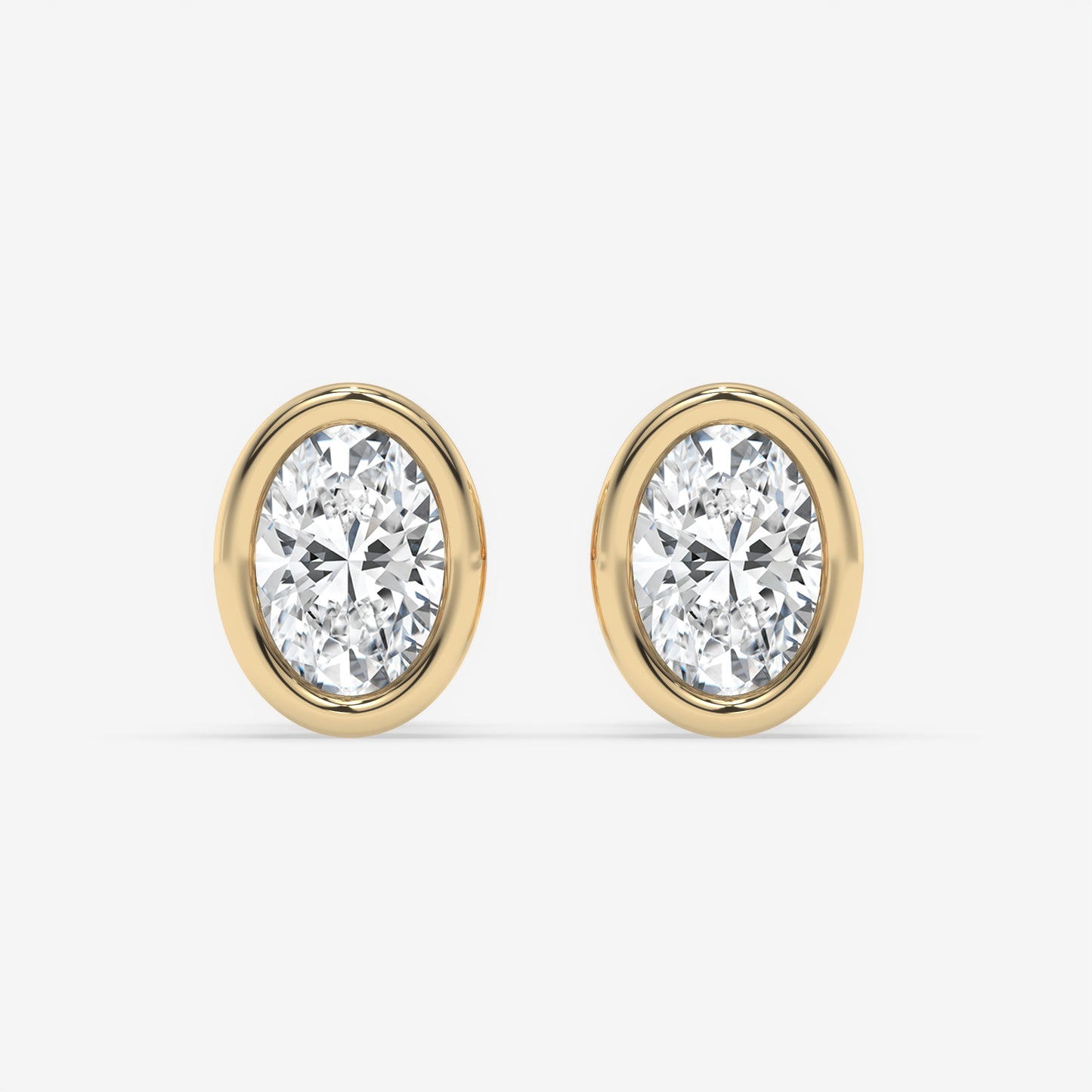 Oval Bezel-Set Diamond Stud Earrings