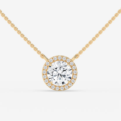 Halo Diamond Pendant Necklace - Round