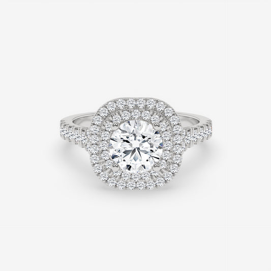 Double Halo Diamond Engagement Ring - Round