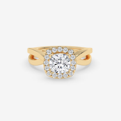 Twisted Halo Cushion-Cut Engagement Ring