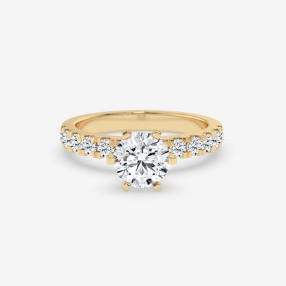 Vintage Floral Six Prong Ring - Round