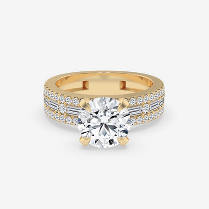 Regal Baguette & Round Diamond Engagement Ring