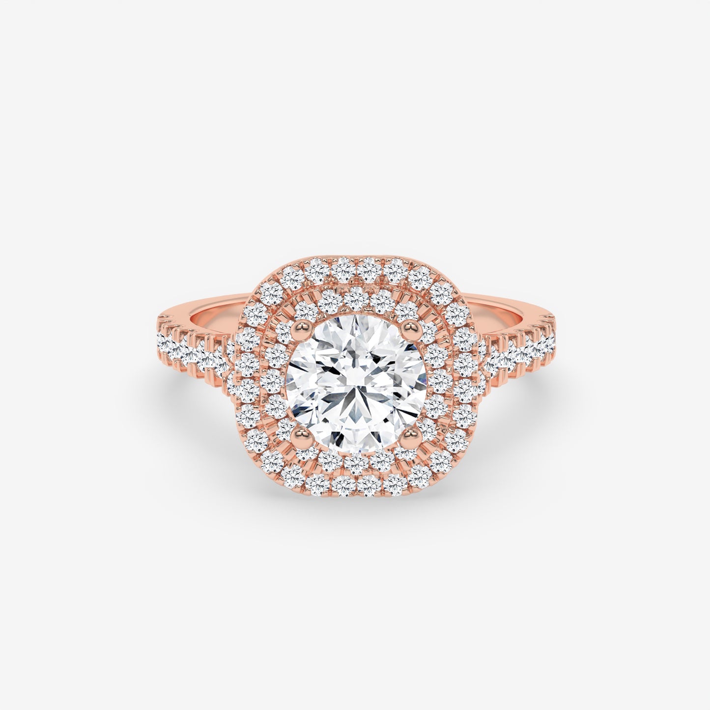 Double Halo Diamond Engagement Ring - Round