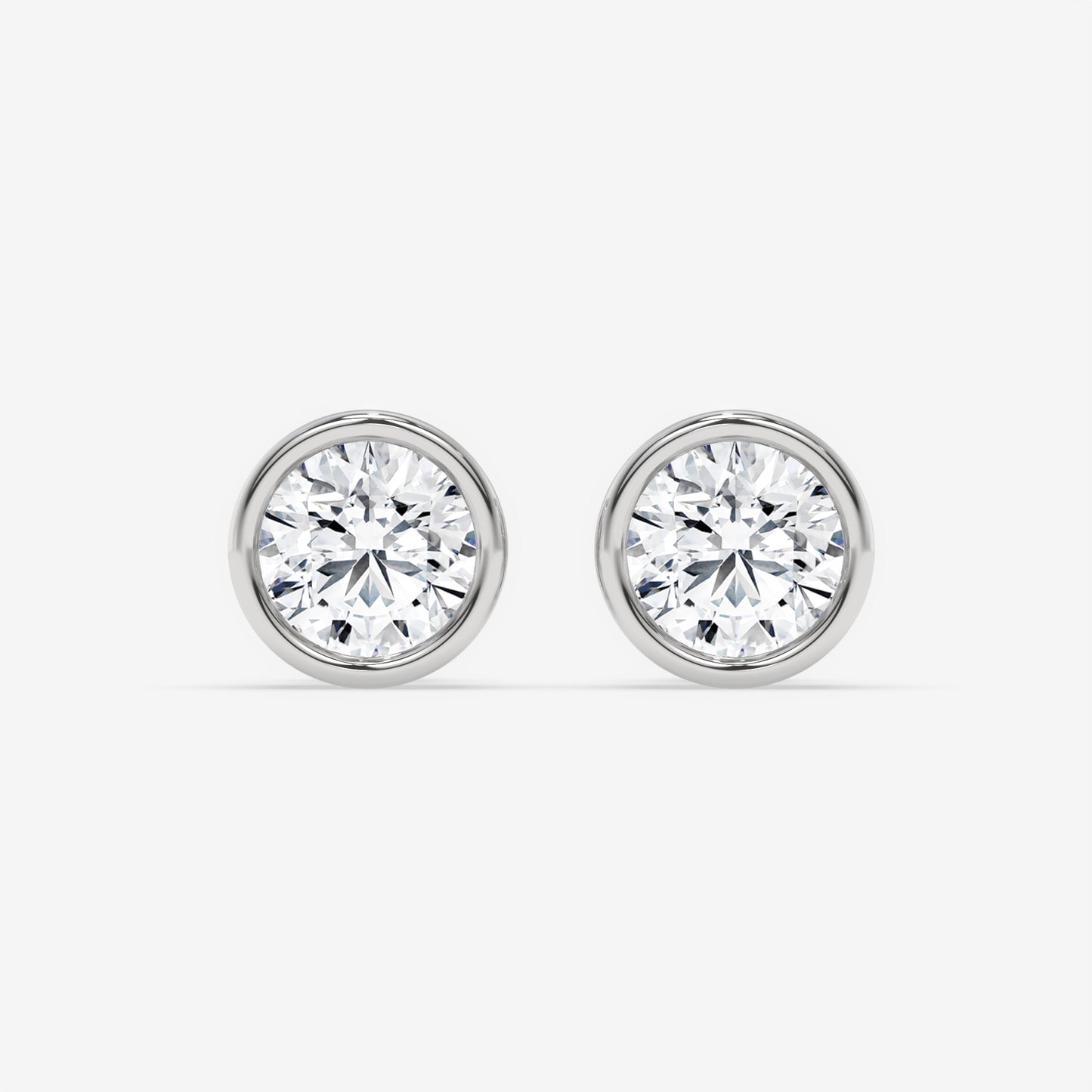 Round Bezel-Set Diamond Stud Earrings