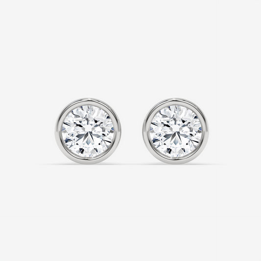 Round Bezel-Set Diamond Stud Earrings