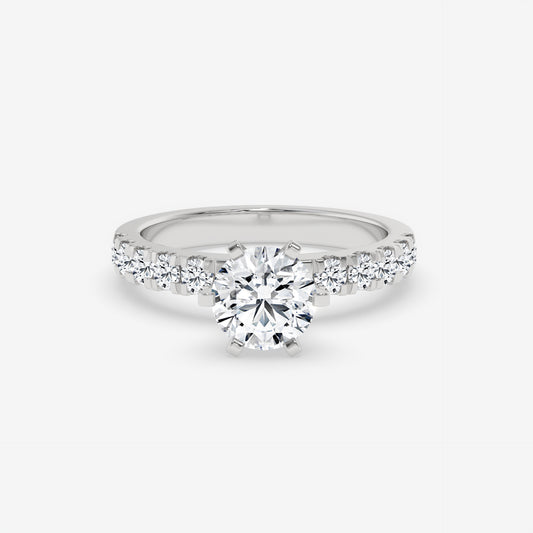 Vintage Floral Six Prong Ring - Round