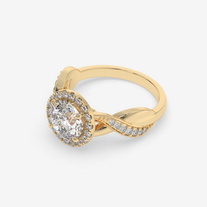 Celestial Twist Halo Ring - Round