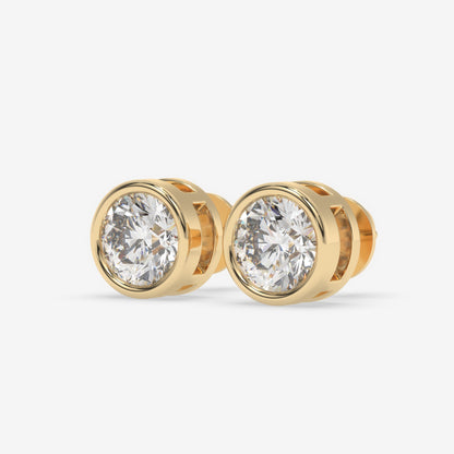 Round Bezel-Set Diamond Stud Earrings