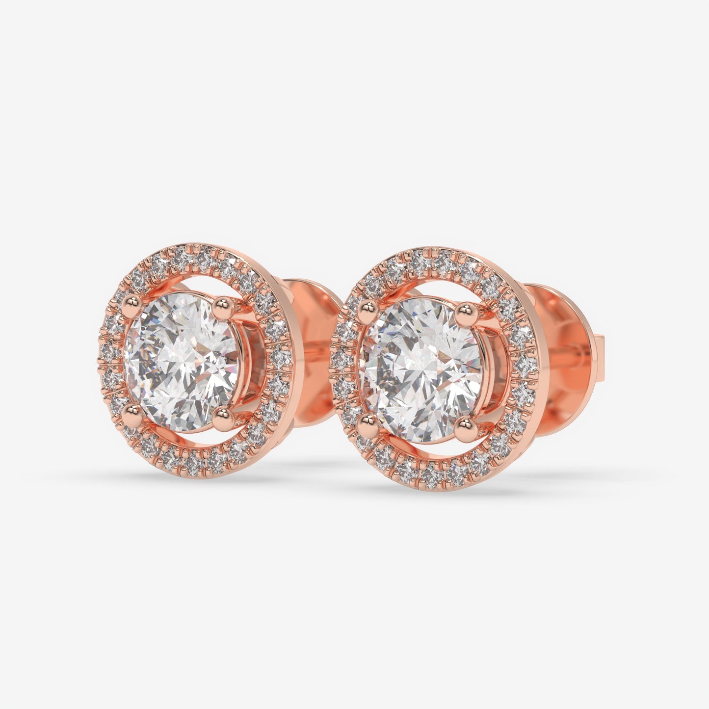 Floating Halo Stud Earrings - Round