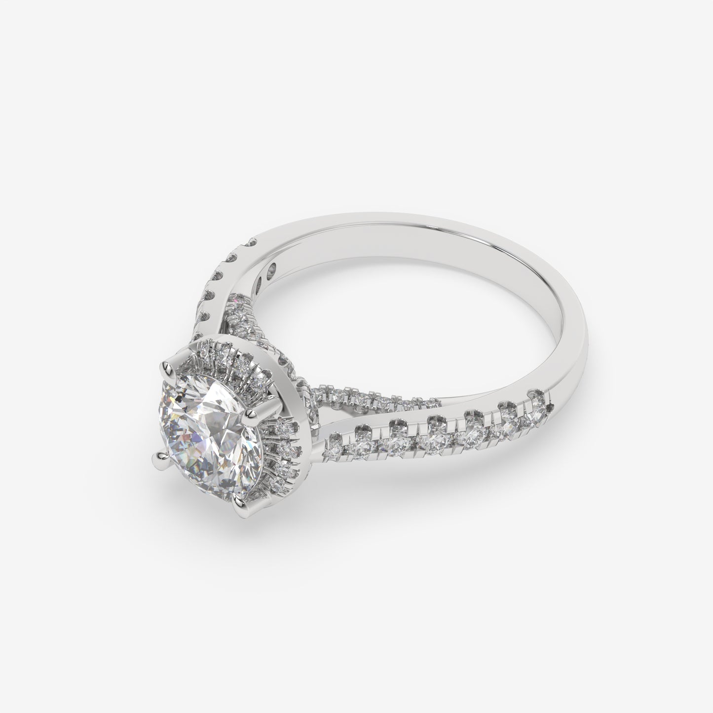 Aurora Halo Split-Shank Engagement Ring - Round