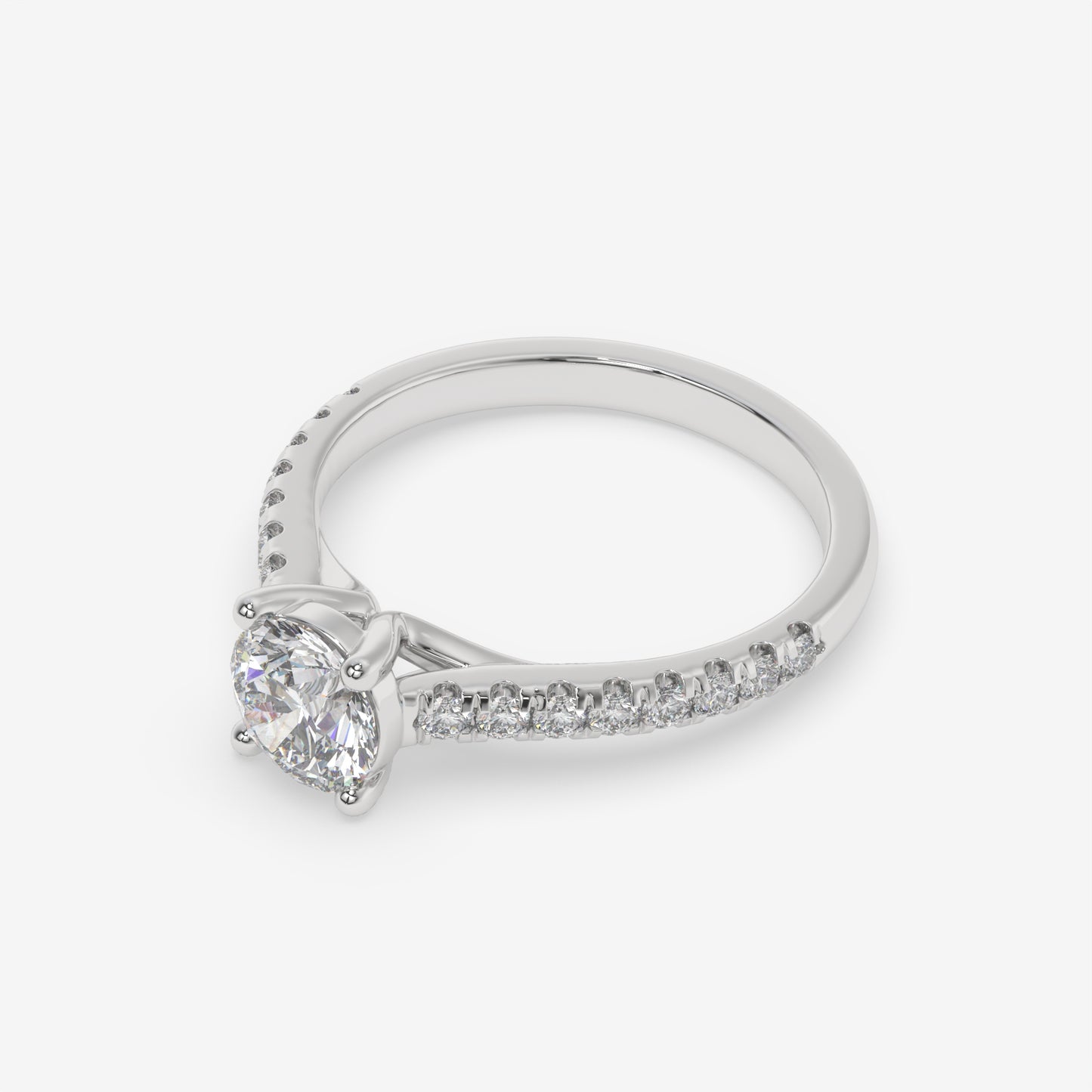 Classic Pavé Diamond Engagement Ring - Round