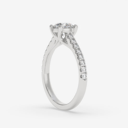 Classic Pavé Diamond Engagement Ring - Round