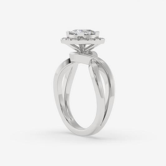 Twisted Halo Cushion-Cut Engagement Ring