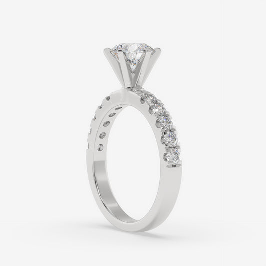 Vintage Floral Six Prong Ring - Round