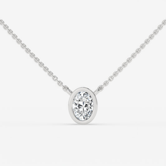 Oval Bezel Diamond Pendant Necklace