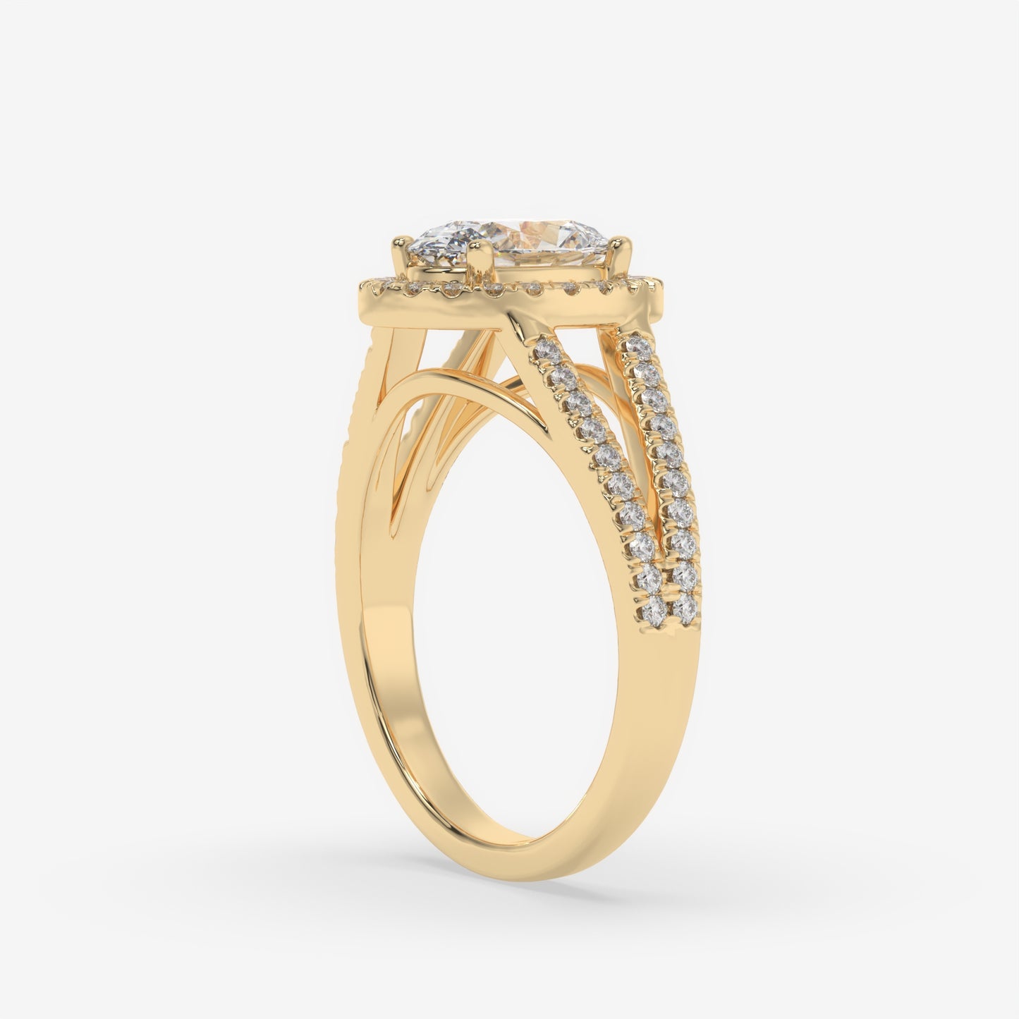 Double Band Halo Oval Ring
